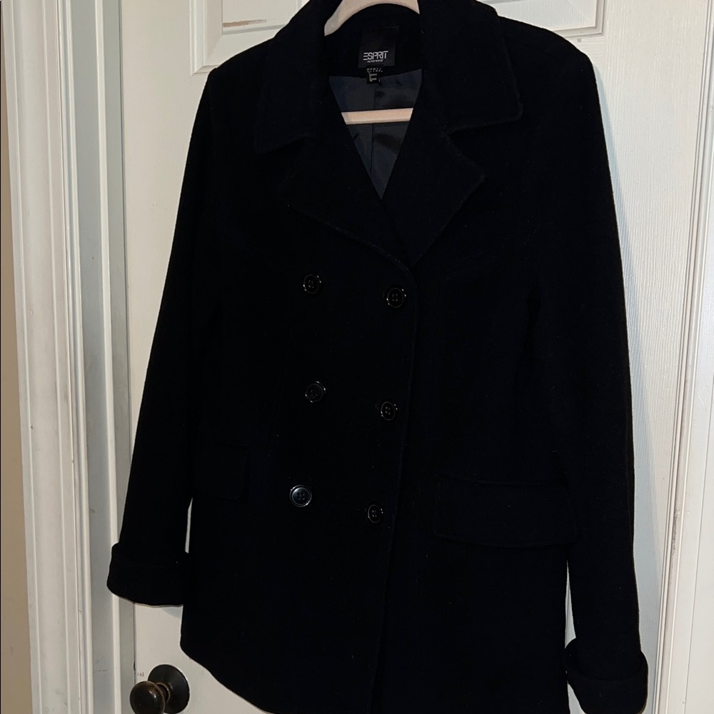 Esprit Women's Classic Black Pea Coat